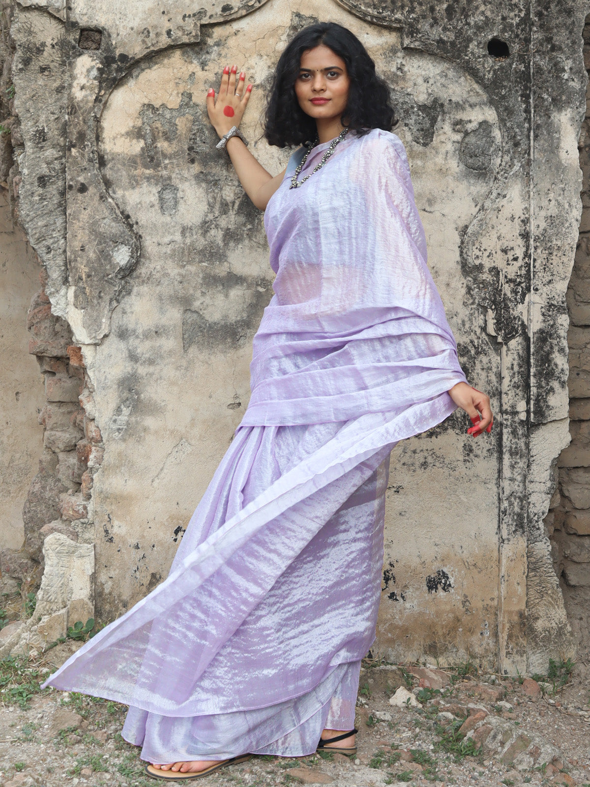 Mauve Mehfil - Tissue Cotton Saree