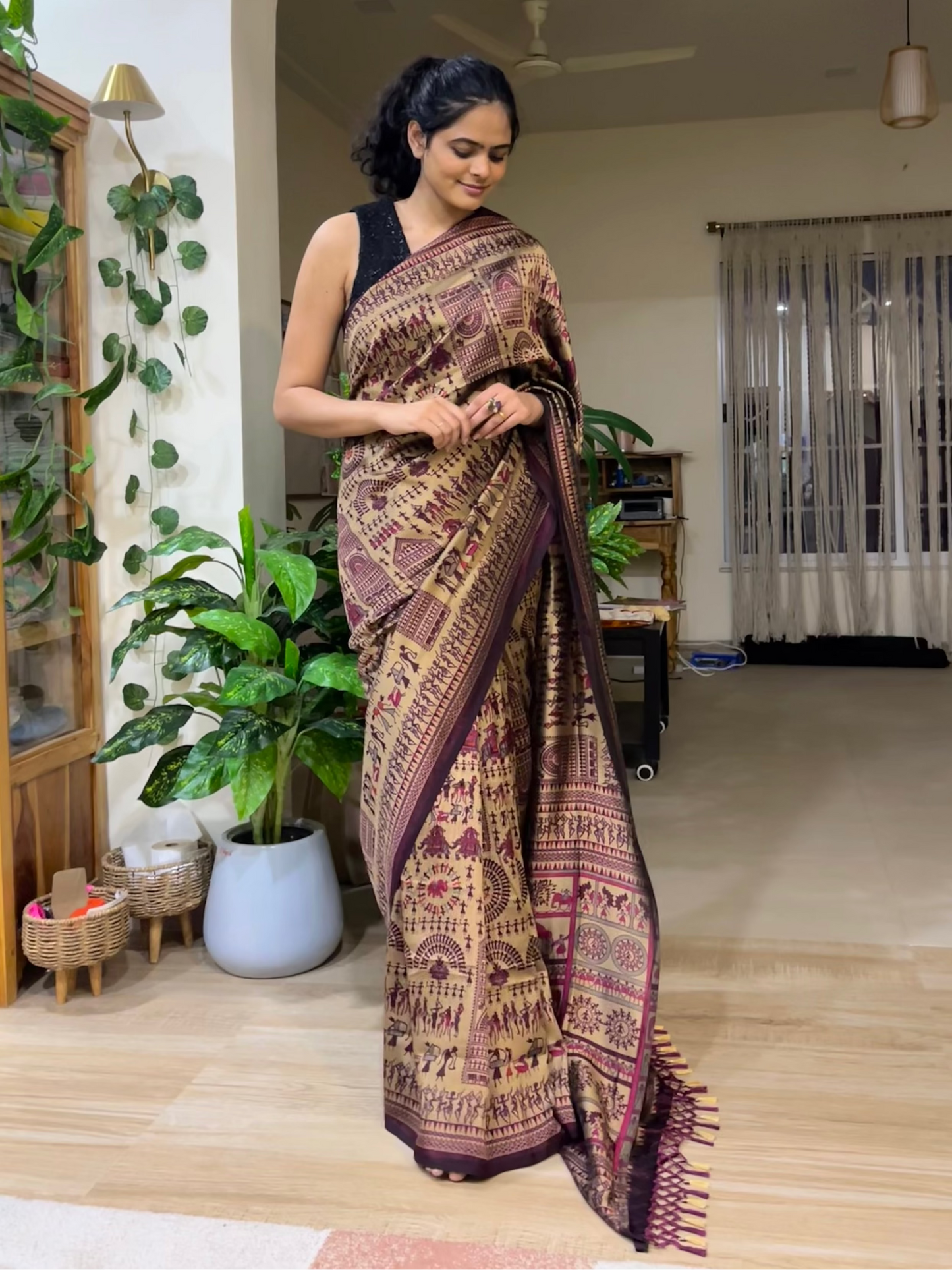 Tribal Print Saree - Warli Utsav Mirari Saree