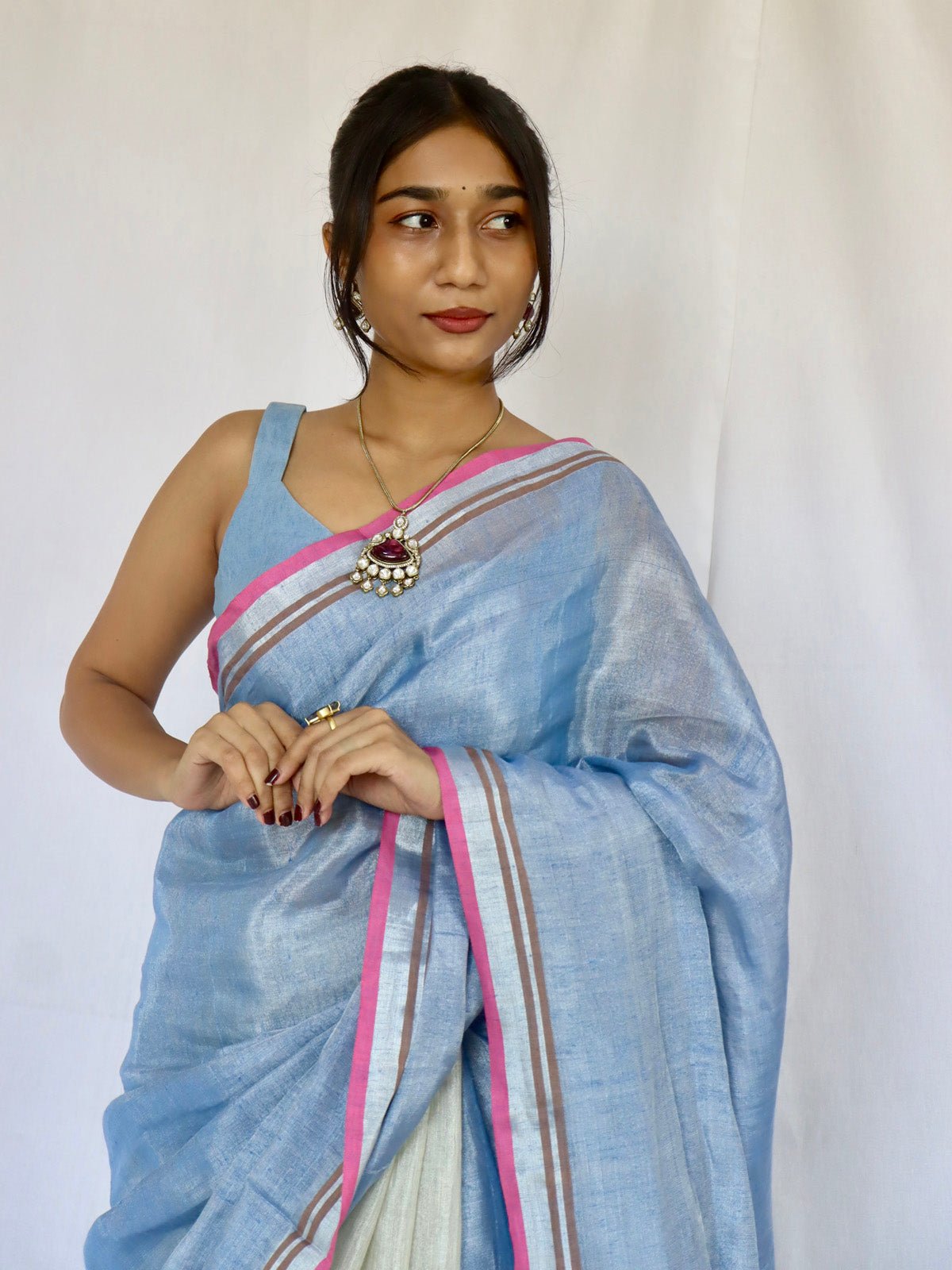 Sparkle Soorma - Tissue Linen Saree