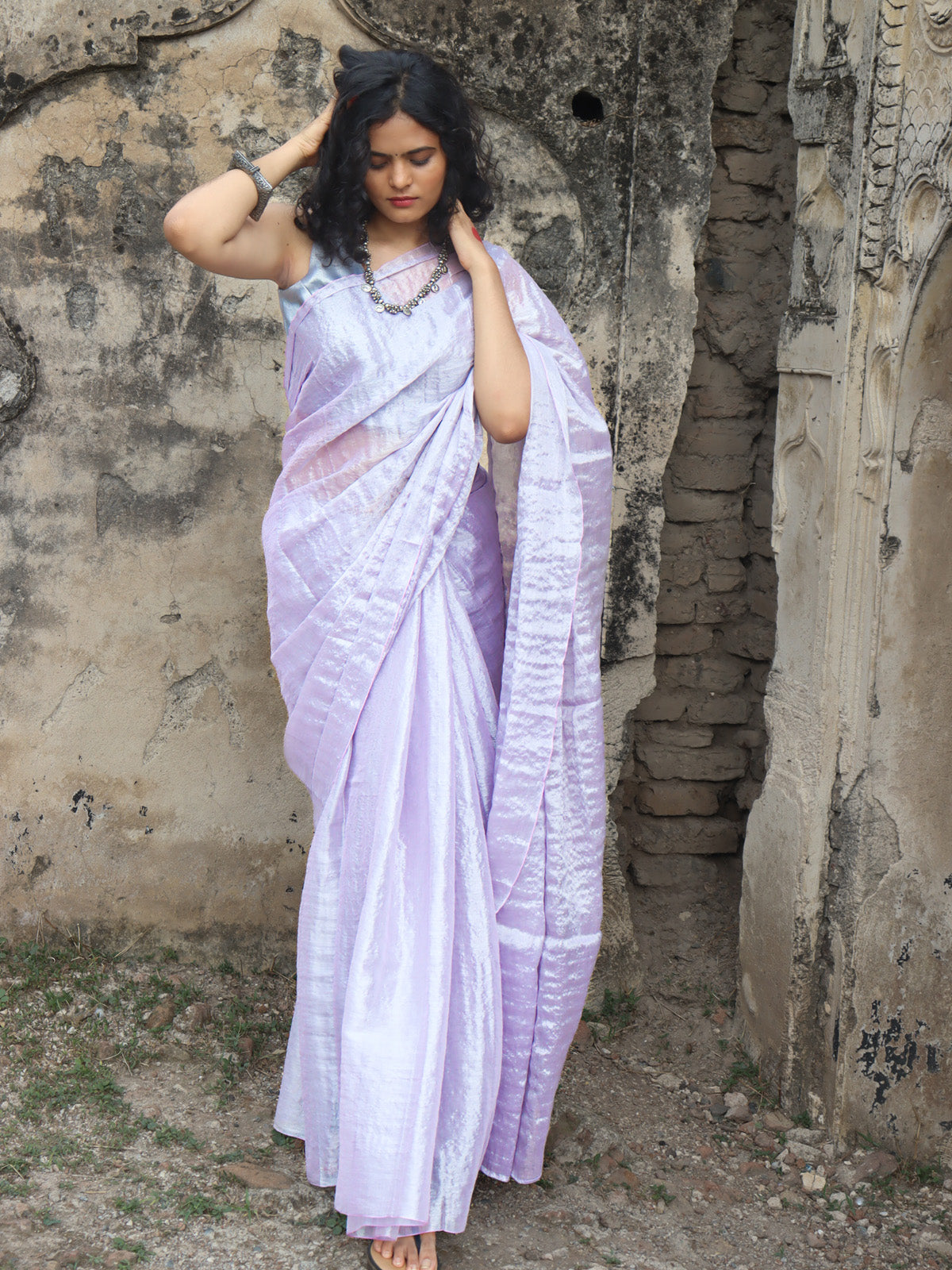 Mauve Mehfil - Tissue Cotton Saree