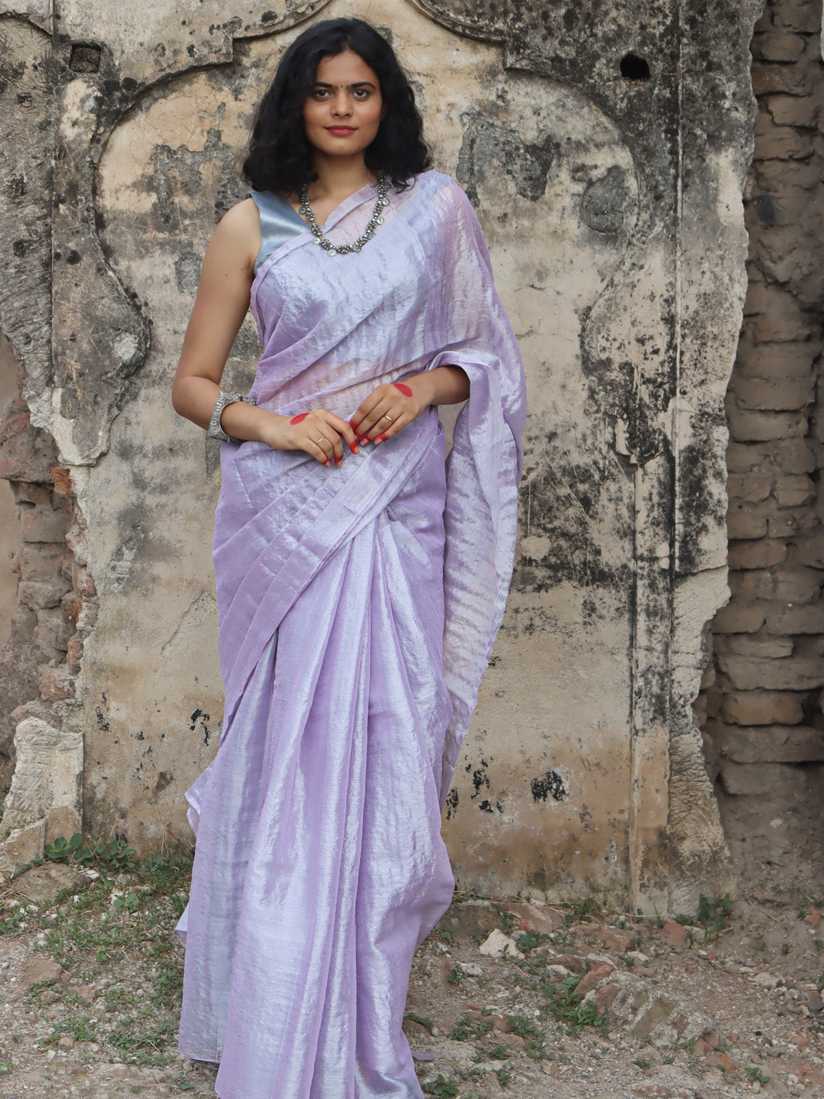 Mauve Mehfil - Tissue Cotton Saree