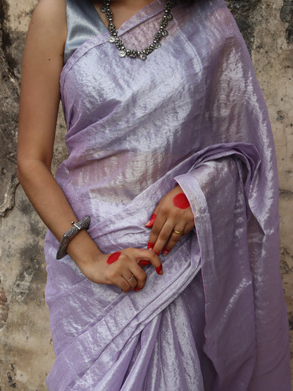 Mauve Mehfil - Tissue Cotton Saree