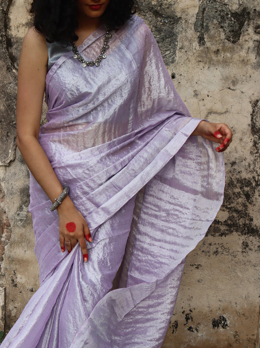 Mauve Mehfil - Tissue Cotton Saree