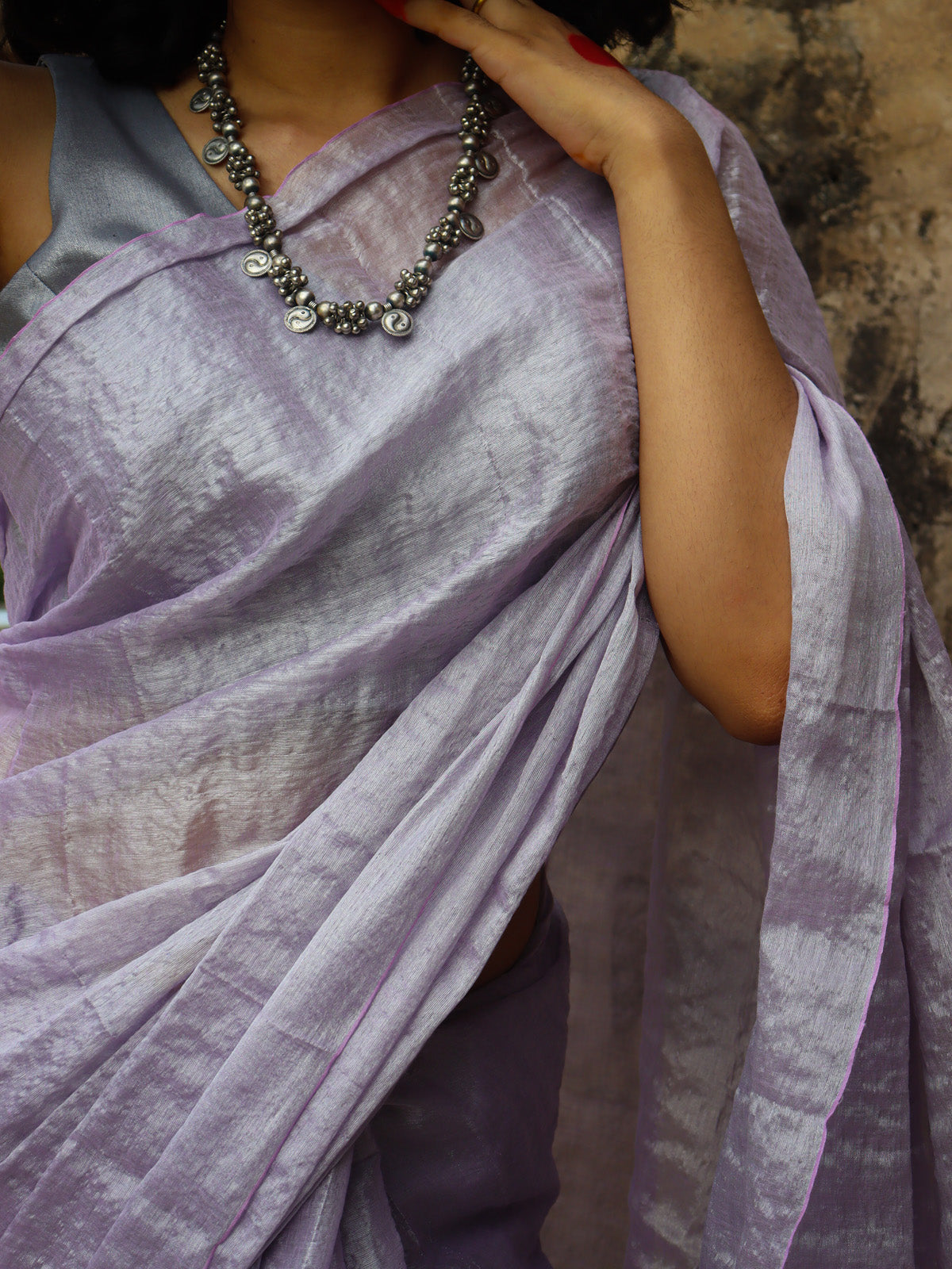 Mauve Mehfil - Tissue Cotton Saree