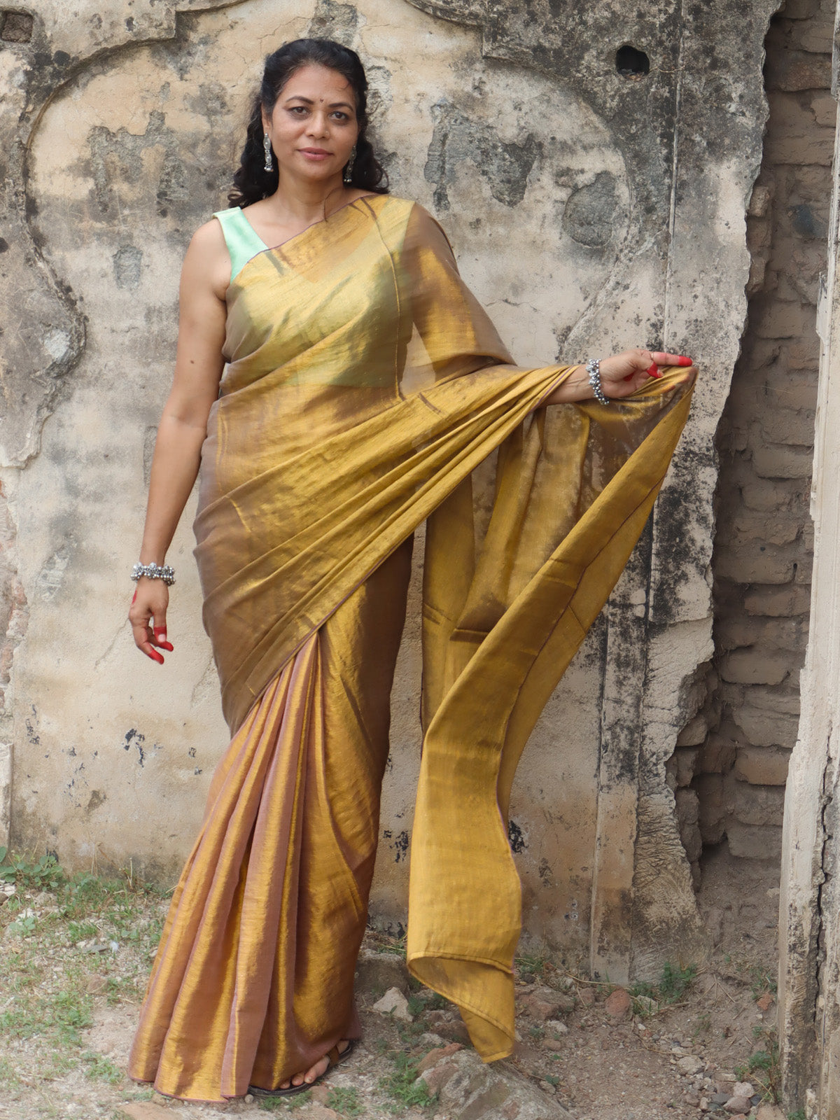 Tejaswini - Copper Gold Zari Cotton Saree
