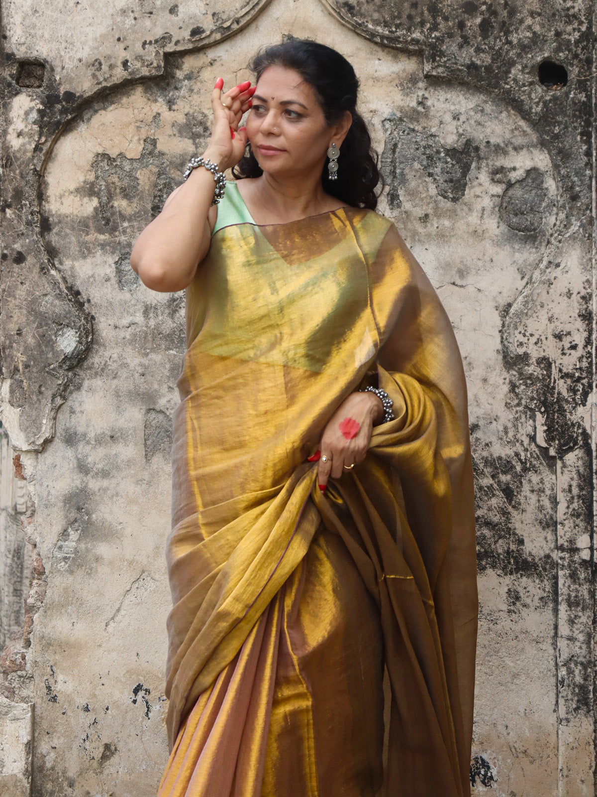 Tejaswini - Copper Gold Zari Cotton Saree