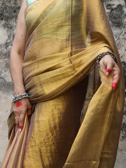 Tejaswini - Copper Gold Zari Cotton Saree