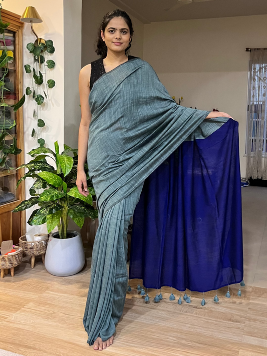 Mirari Life Stripe Effect Soft Blue Saree
