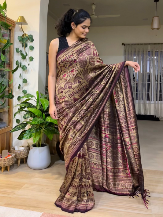 Mirari Life Tribal Print Cotton Viscose Saree